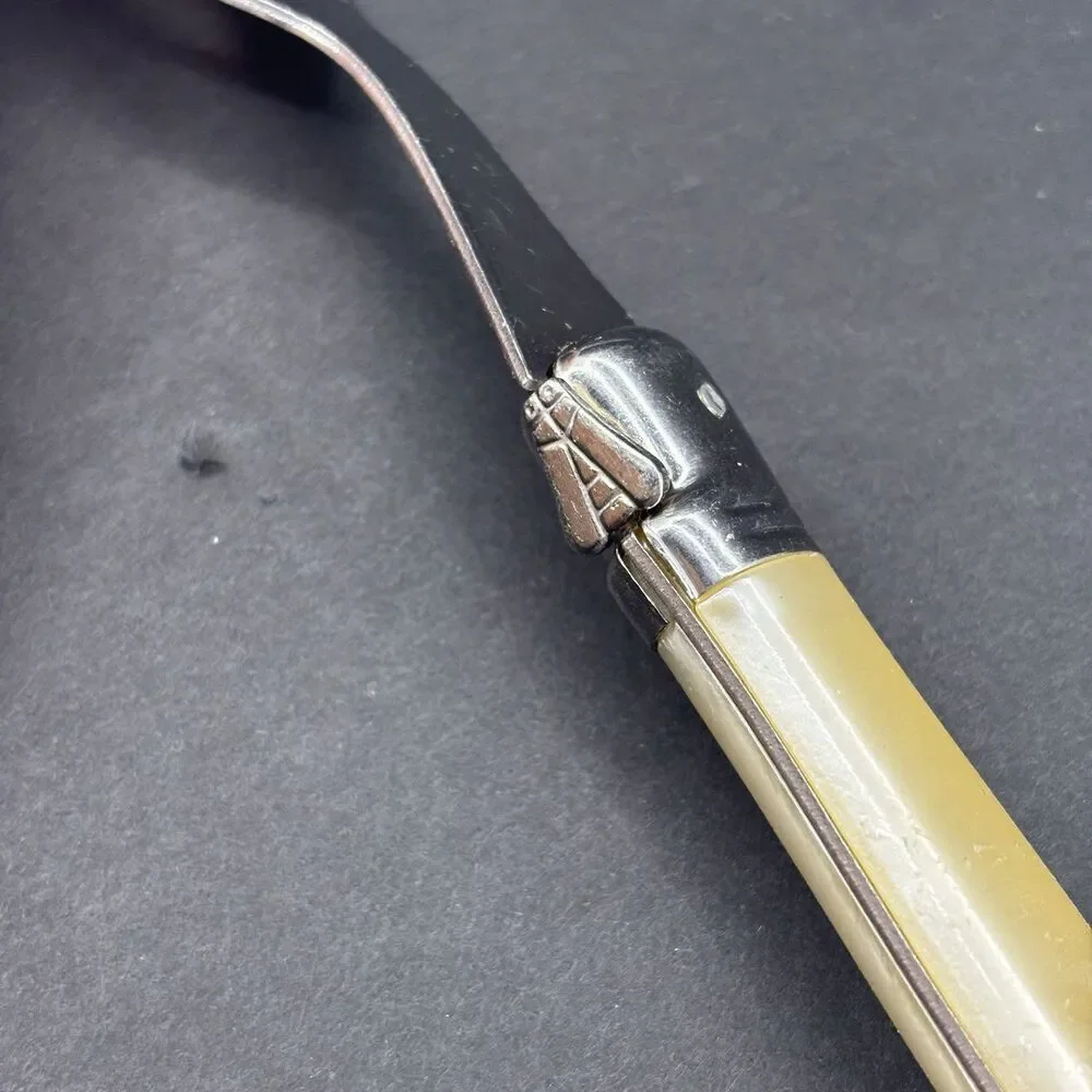 Jean Dubost Laguiole Diox Bee Carving Fork‎ Straight Tines Faux Mother of Pearl